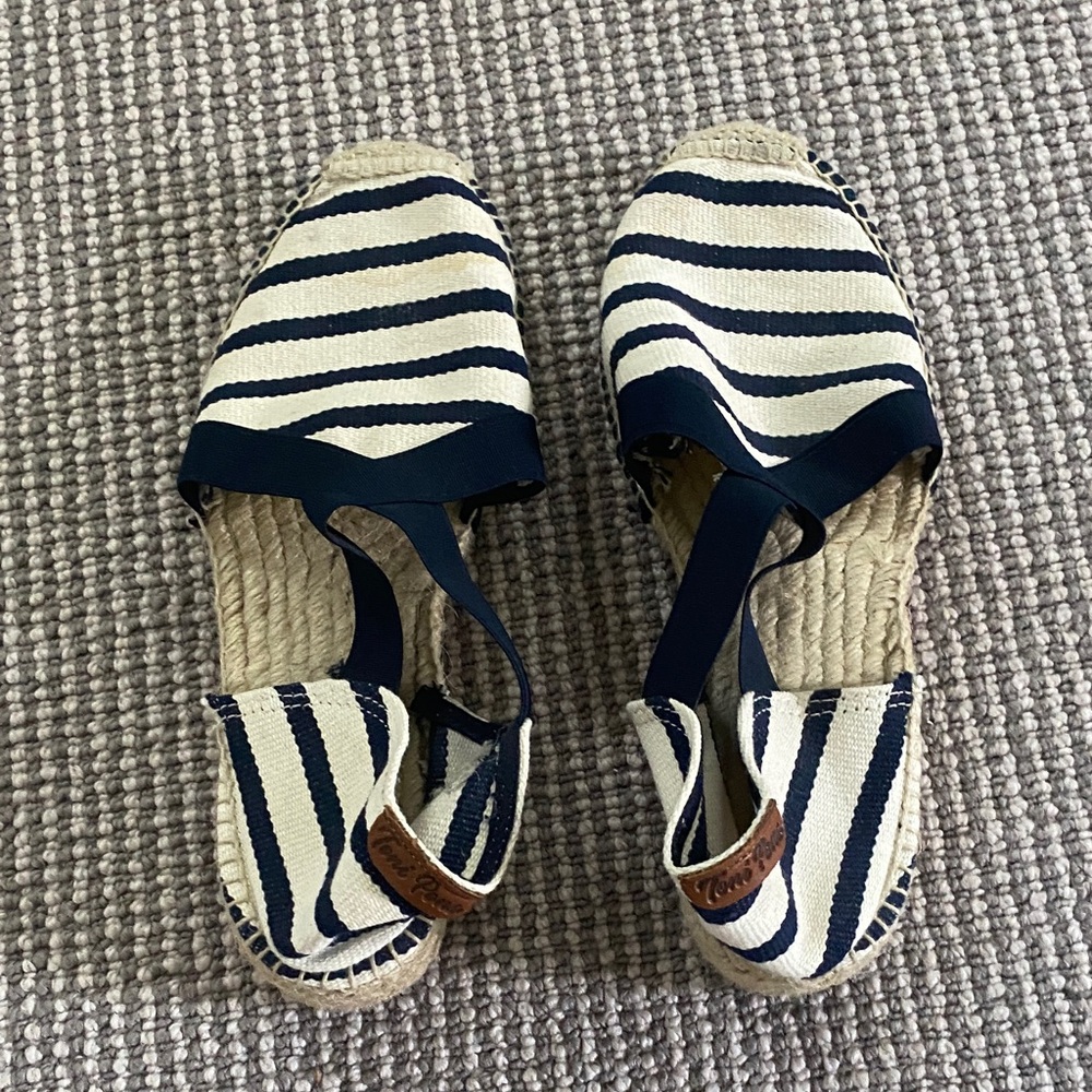 Toni Pons Navy Striped Espadrille Sandals